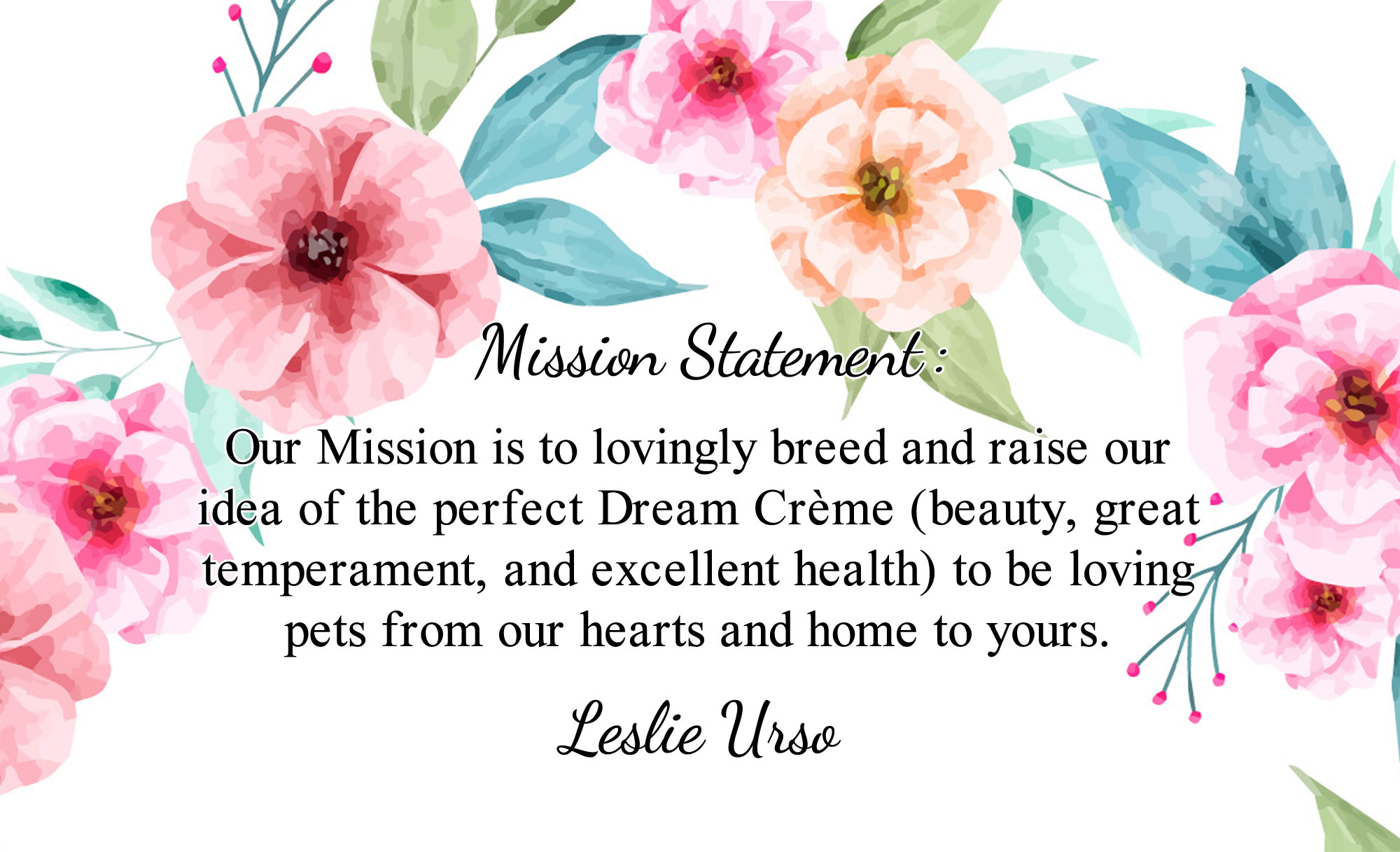 Creme of the Crop English Cream Miniature Dachshunds Breeder - Mission Statement